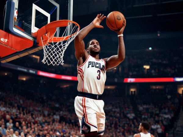 NBA 篮球比赛球员突破上篮的比赛画面